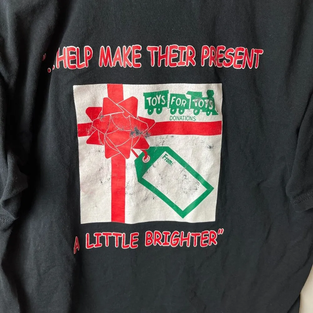 Vintage Toys For Tots T Shirt Black Medium M Graphic Tee Sublimation Screen - Image 16