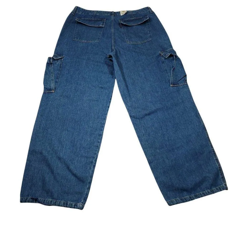 Levi's 94 Baggy Cargo Wide Leg Jeans Dark Wash Blue Y2K Size 33x32 Loose 90s - Image 3
