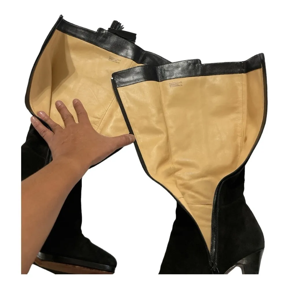 Cole Haan Nancy Nike Air Tall Black Suede Riding Boots with Tassel, size 8.5 - Image 10