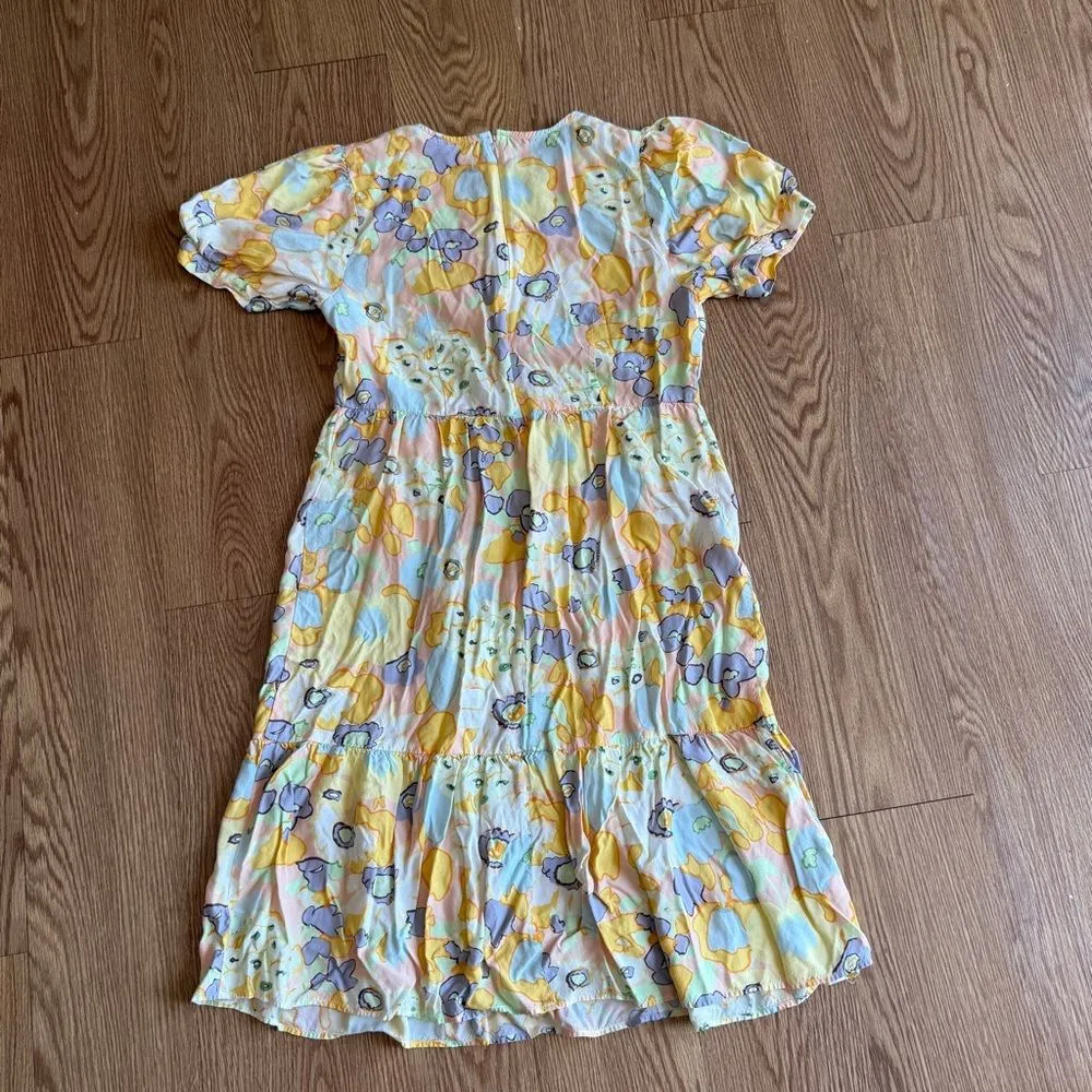 LOFT Floral Dress with Yellow and Green Accents Women's Size 8 P - Image 7