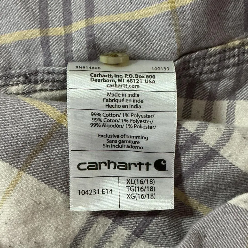 Carhartt‎ Women's Plaid Button Up Shirt Band Collar 3/4 Sleeve Size XL - Image 5