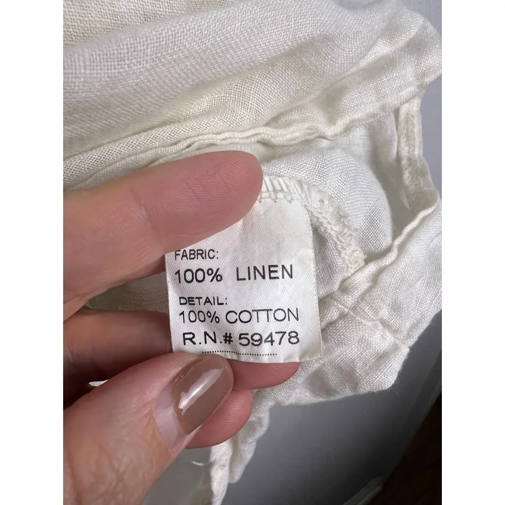 Bellambra Made in Italy Linen Cotton Top Women’s Small Ivory Textured Knit Detai - Image 3