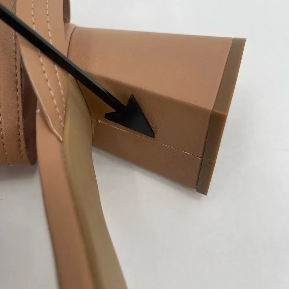 LINEA PAOLO Heels Size 8.5 Emmie Tan Strappy Ankle Block Heel Heeled Sandal - Image 3