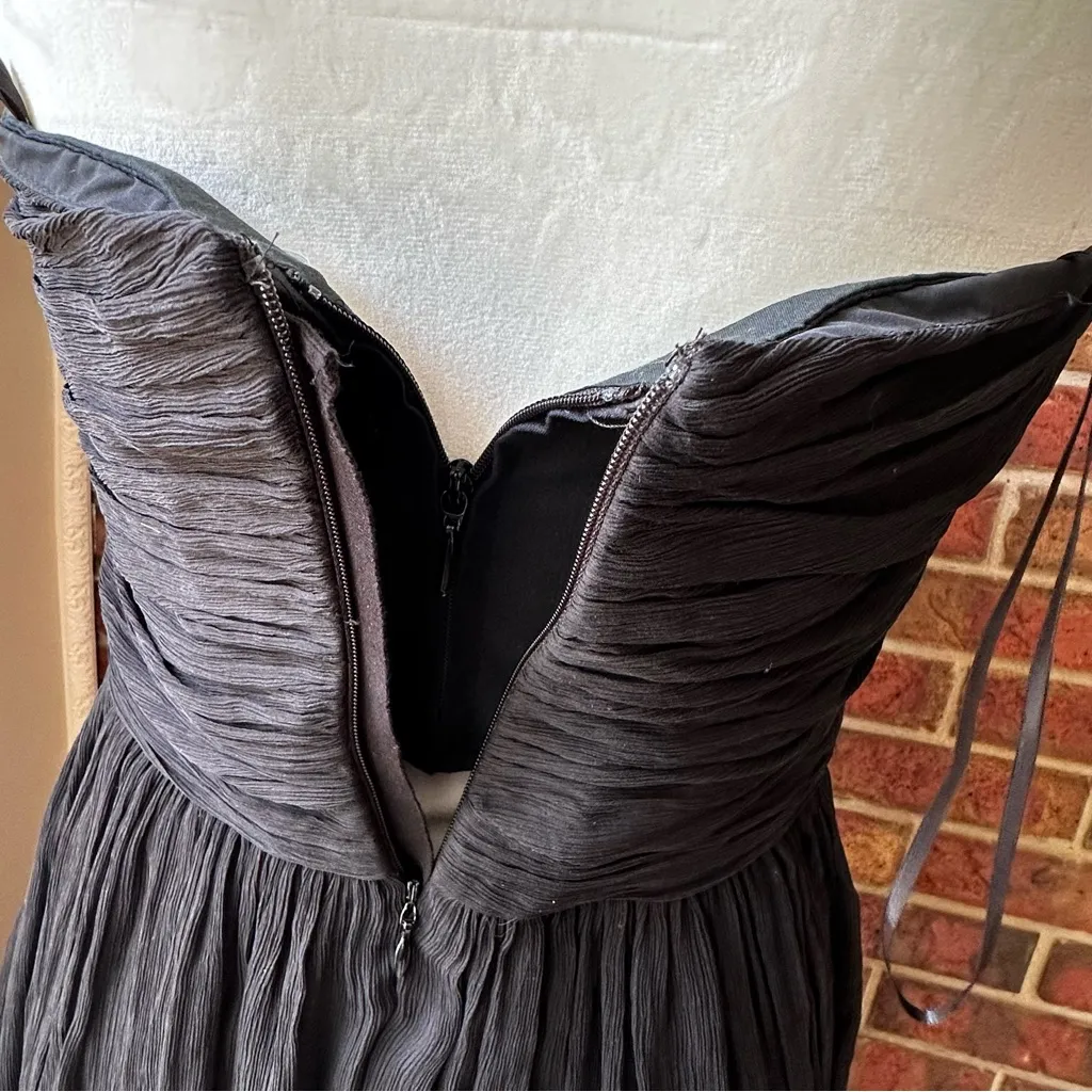 J. Crew Elegant Black Crepe Silk Strapless Dress Corset Bodice Dark Feminine - Image 10