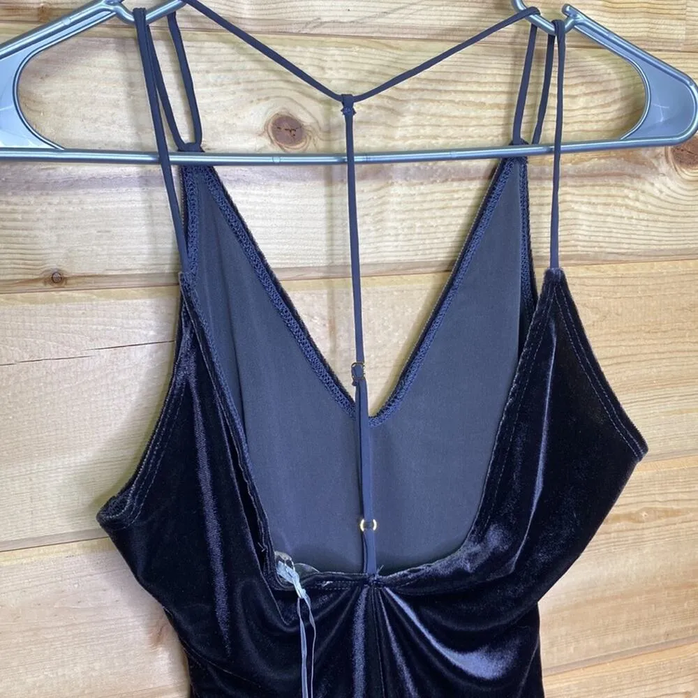 Naked Princess Jordana Bodysuit Charcoal Grey Velvet Size Small NWT Gray - Image 7