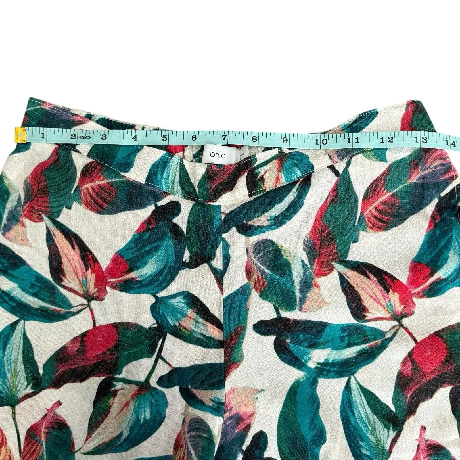 Onia Mila Tropical Leaf‎ Print White Pants Wide Leg Swim Beach Cover Up Size S - Image 11