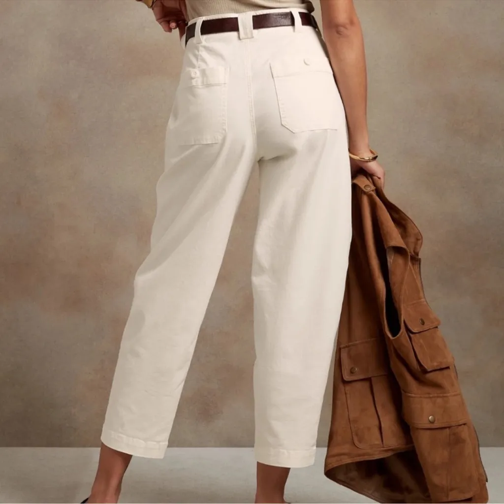 Banana Republic The Barrel Pant Utility Cream Womens 6 New - Image 9