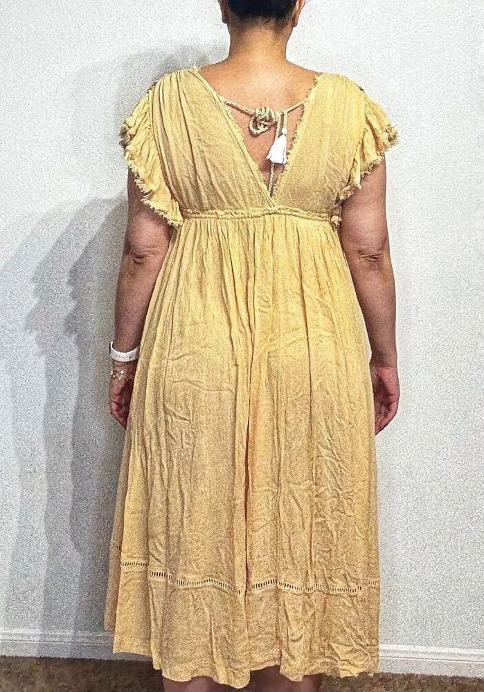 Free People Bali Will Wait For You Embroidered Midi Dress Sz L - Image 10