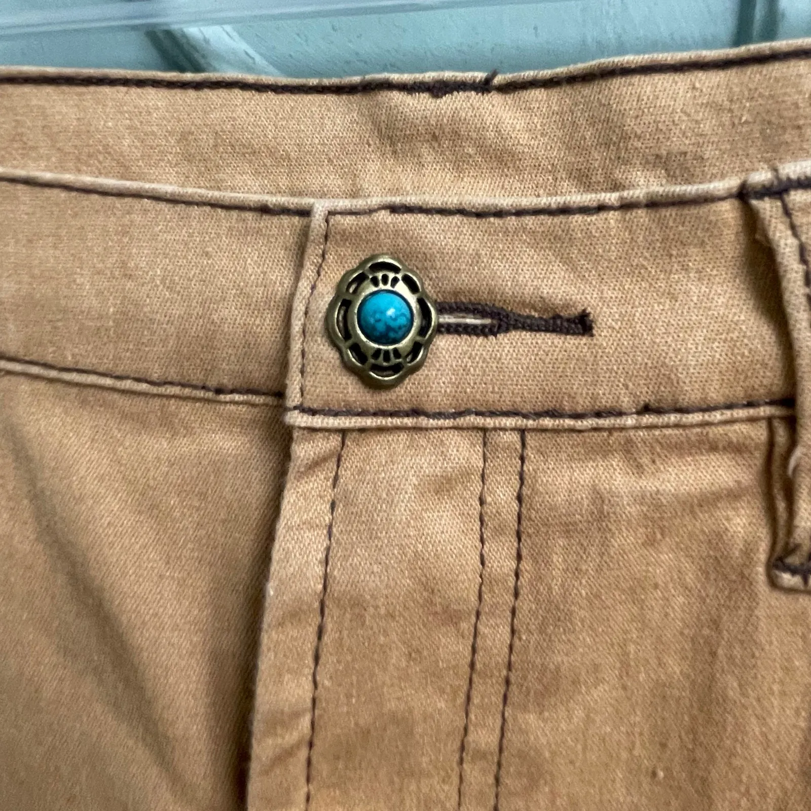 Diane Gilman DG2 Western Style Stretch Jeans Pants Studded Turquoise Cowgirl - Image 3