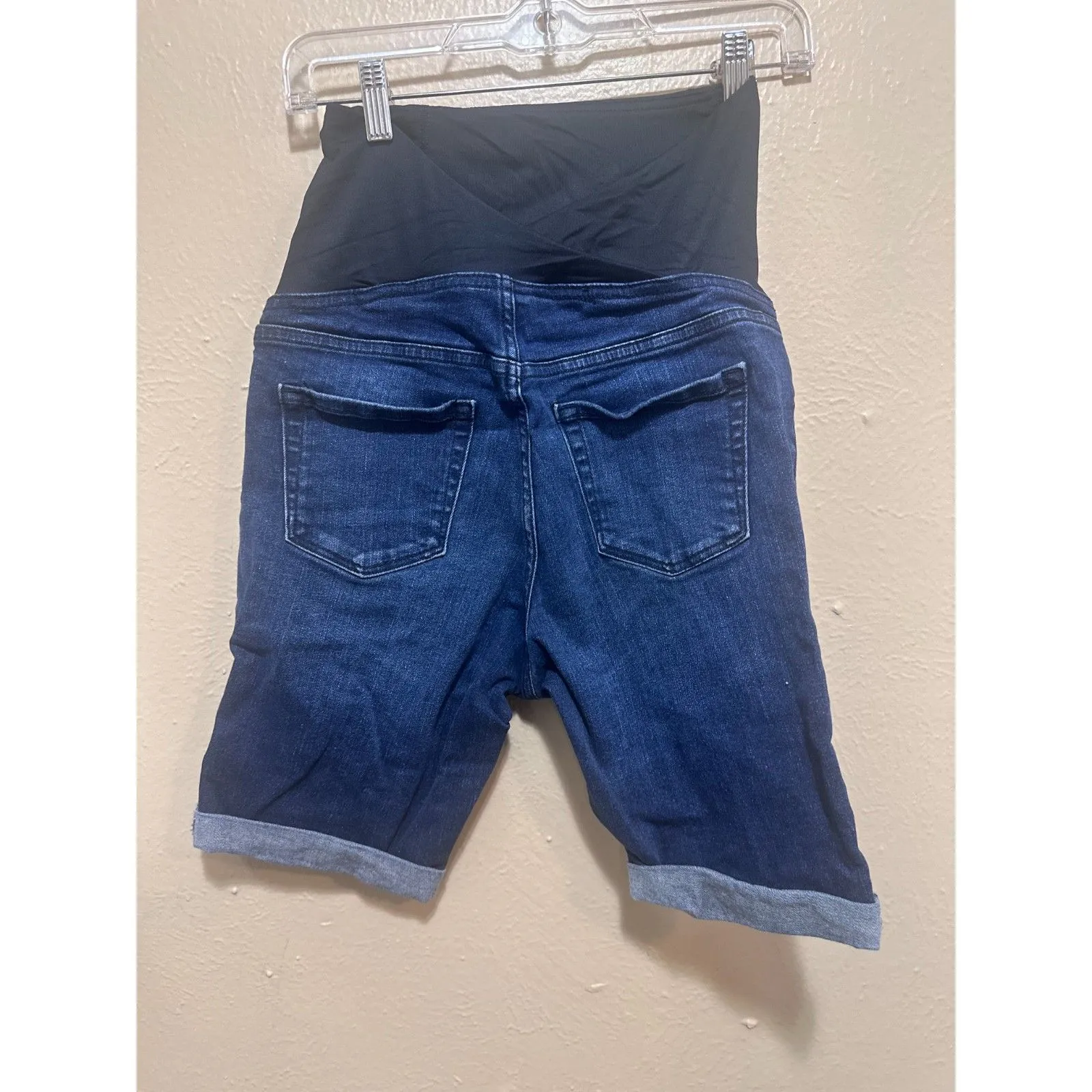 Isabel Maternity Bermuda Jean Shorts‎ Size 4 | Over Belly Stretch Blue - Image 4