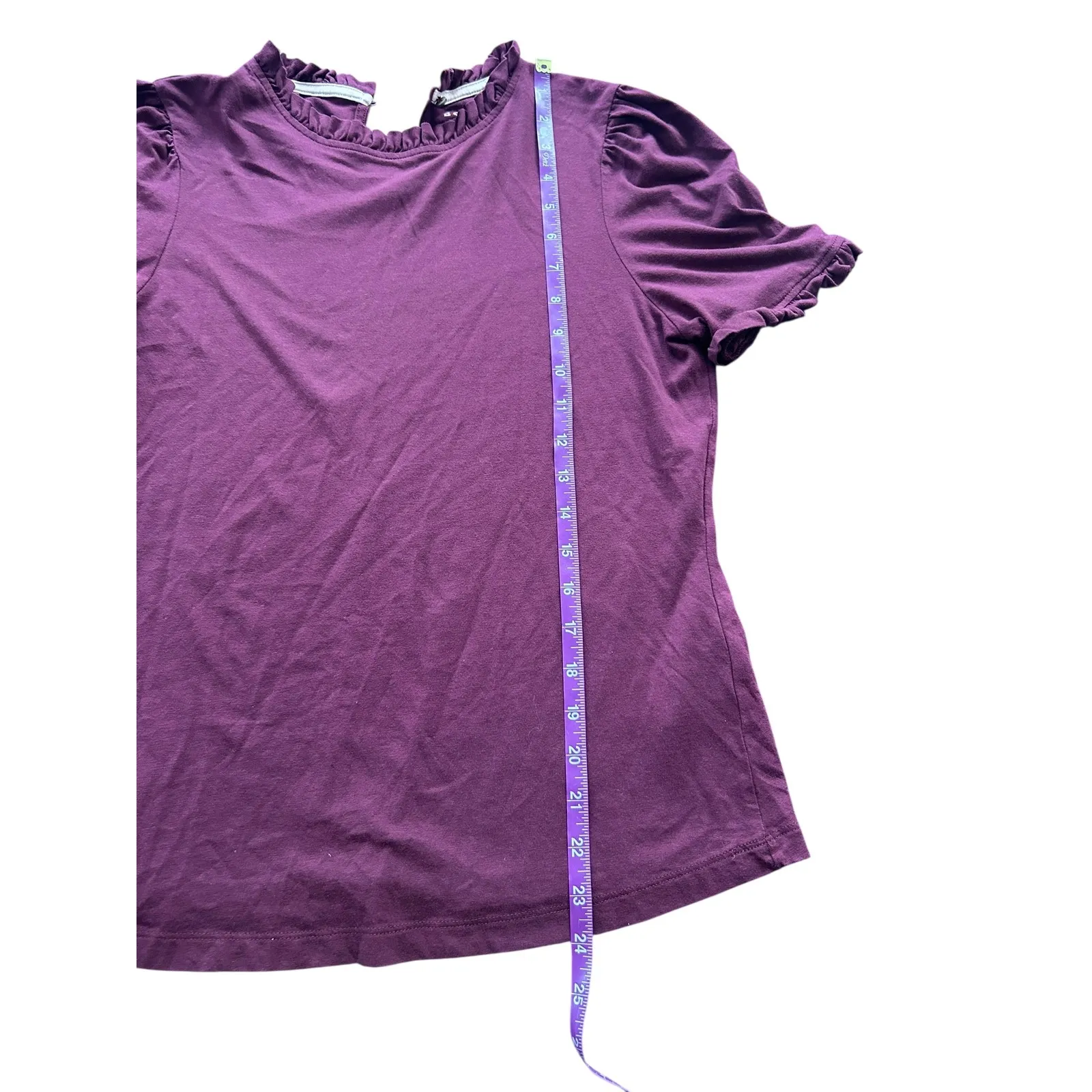 Boden Burgundy Purple Ruffle Mock Neck Puff Sleeve Top US 8 UK 12 Blouse - Image 2