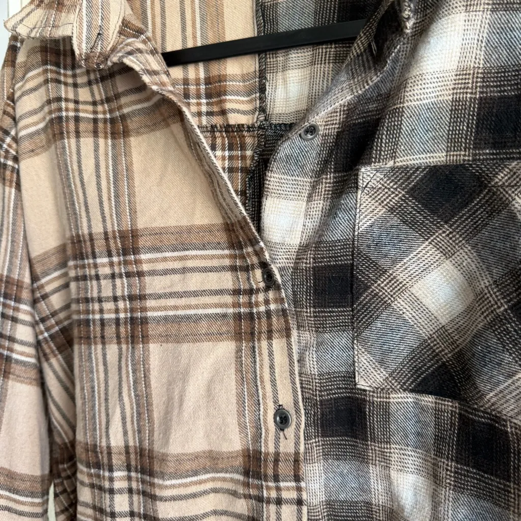 Women’s Small Cropped Boxy Oversized Top Cotton Blend Streetwear Casual Layers Tan - Image 6