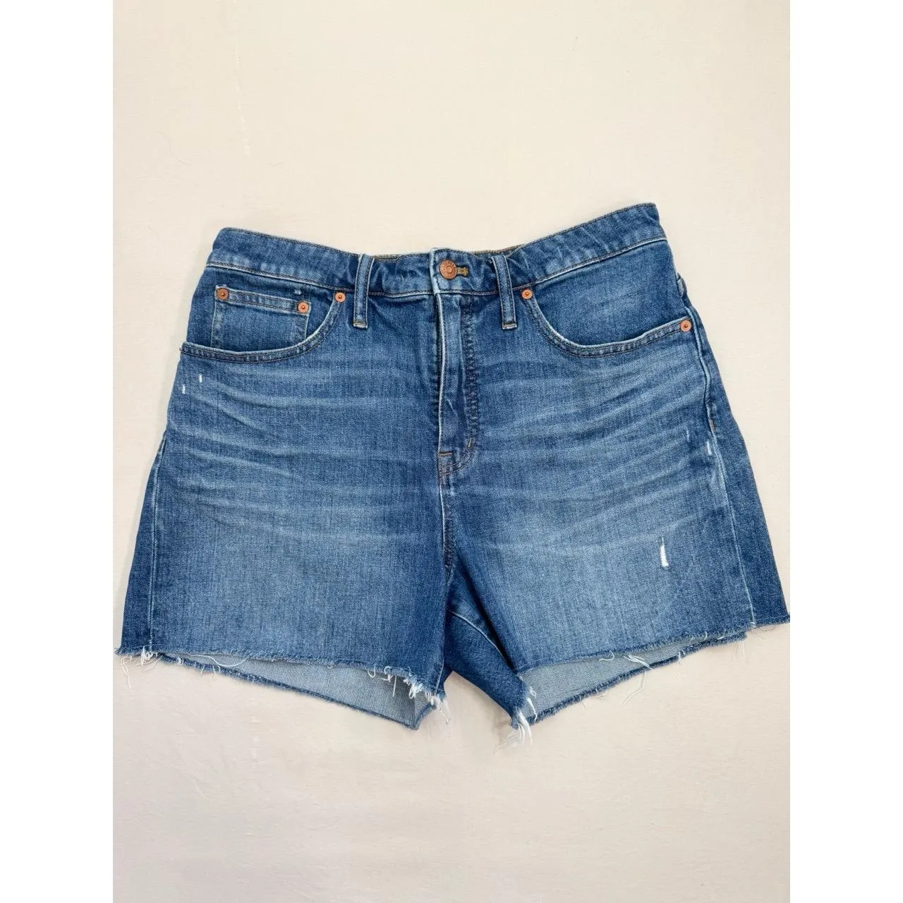 Madewell Denim Shorts Size 30 Medium Blue Curvy High Rise Frayed Distressed - Image 11