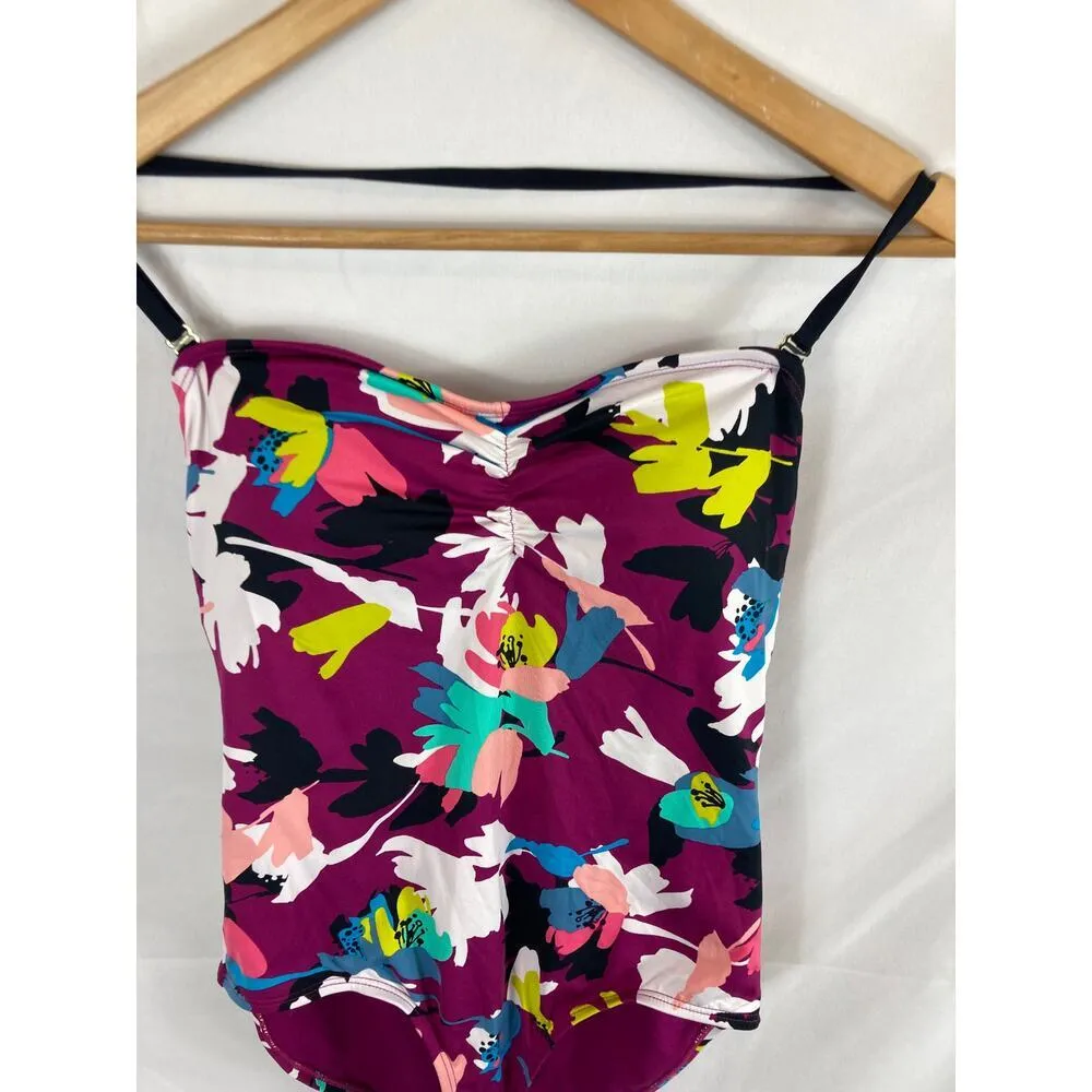 NWT Cole of California Floral Bandeau One Piece Swimsuit Size 6 Pink - Image 5