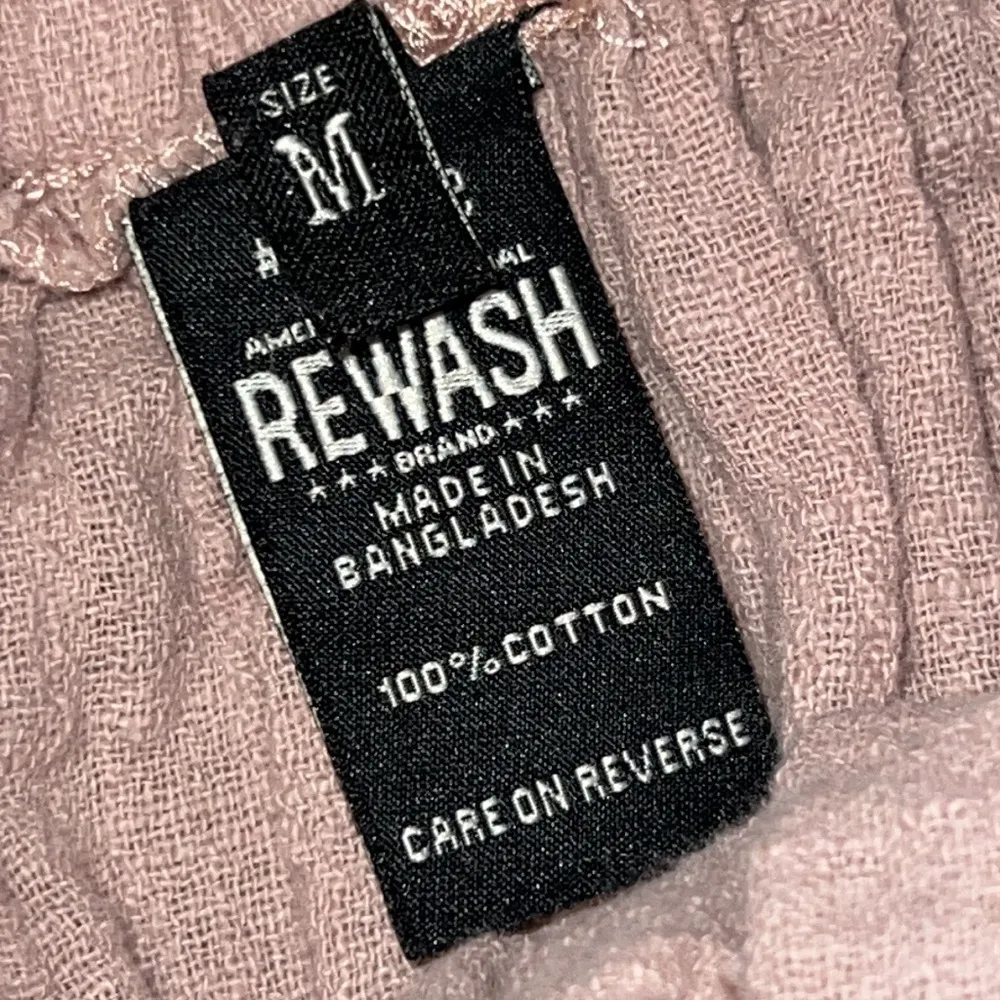 REWASH Pink Gauze Cotton Wide Stretch Elastic Waist Mini Skirt Size Medium - Image 3