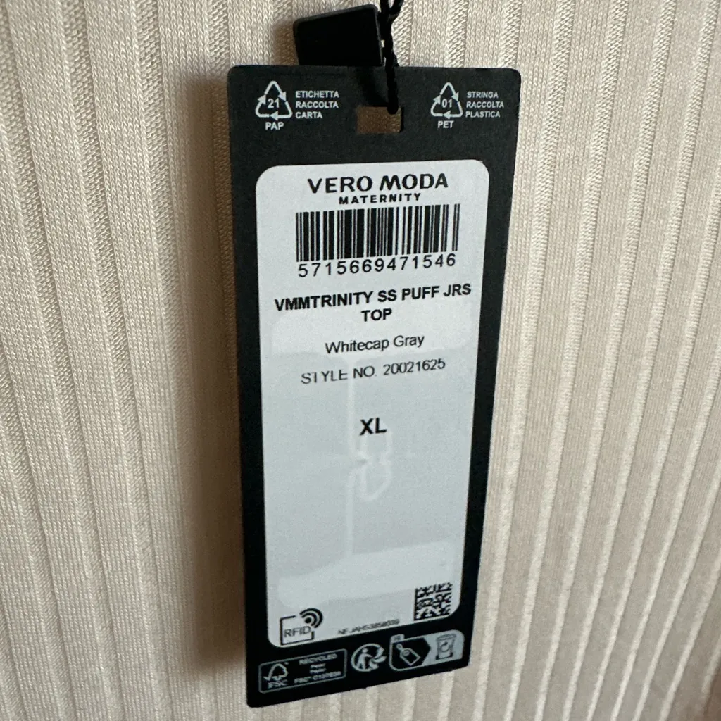 VERO MODA MATERNITY  Cream Ribbed Women's Top - Image 8