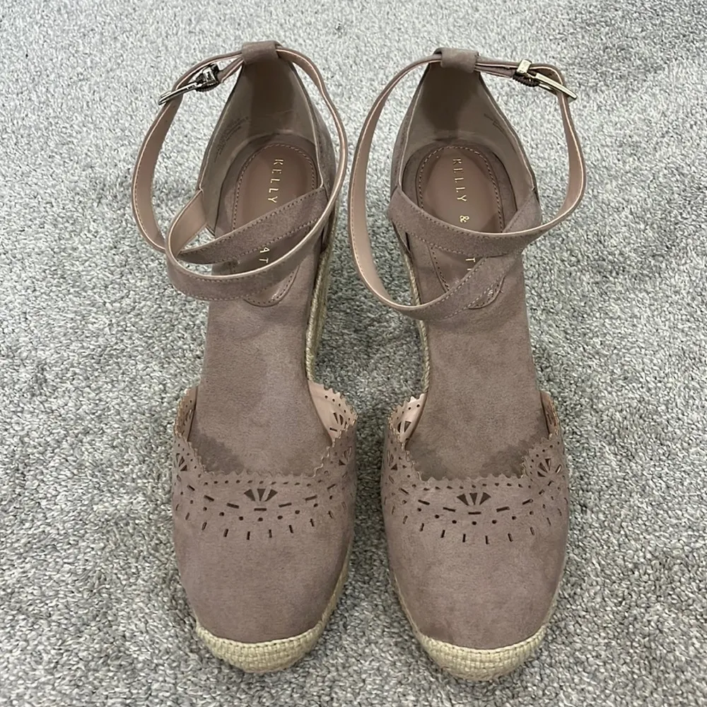 💕 Size 10 Taupe Brown Adell Espadrille Sandal Wedges Heels - Image 3