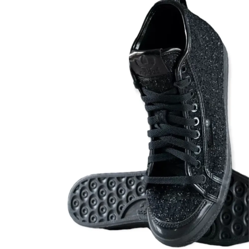 Adidas Honey Triple Black Shimmer Mid High Tops Sneakers Size 8.5 - Image 2