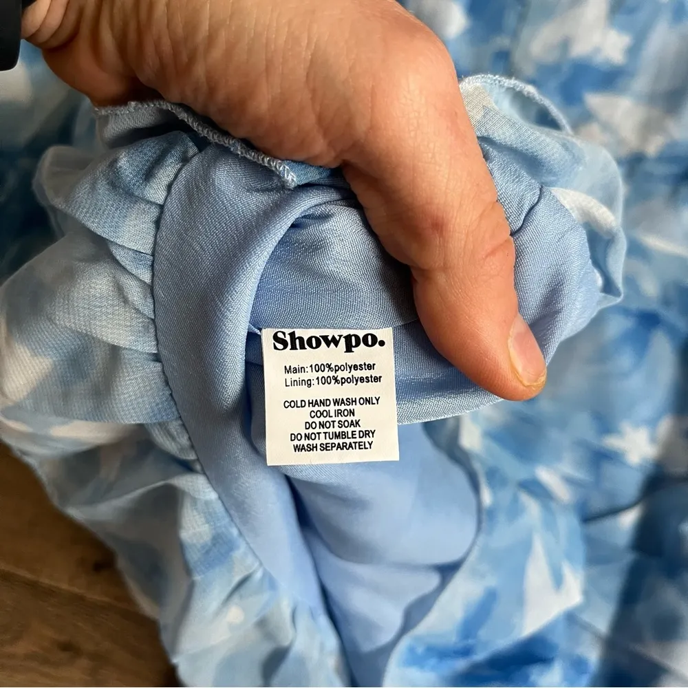 blue white ruched print mini dress 2 - Image 4