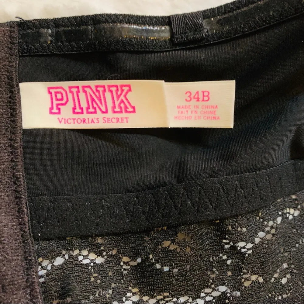 PINK Victoria’s Secret Black Sequin Bustier Size 34B - Image 11