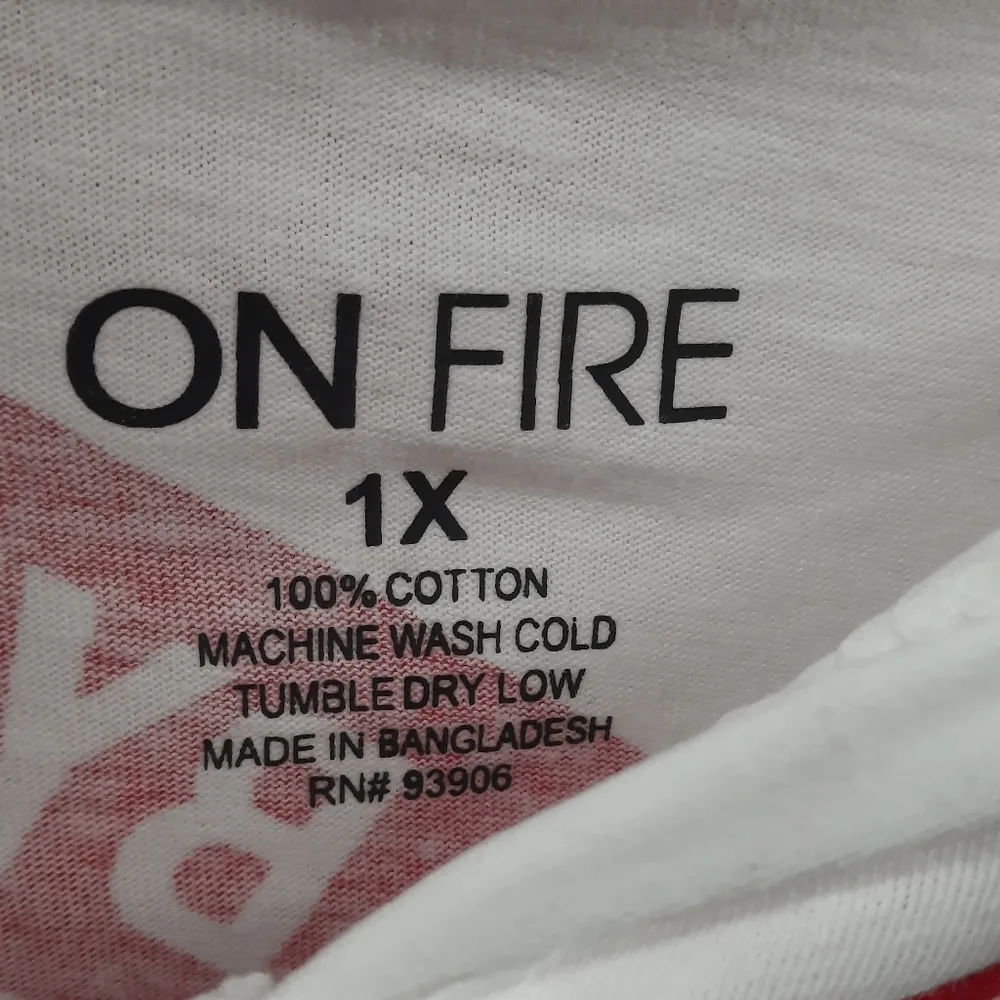 On Fire Womens Hooded Shirt Plus Size 1X White Pullover - Image 5