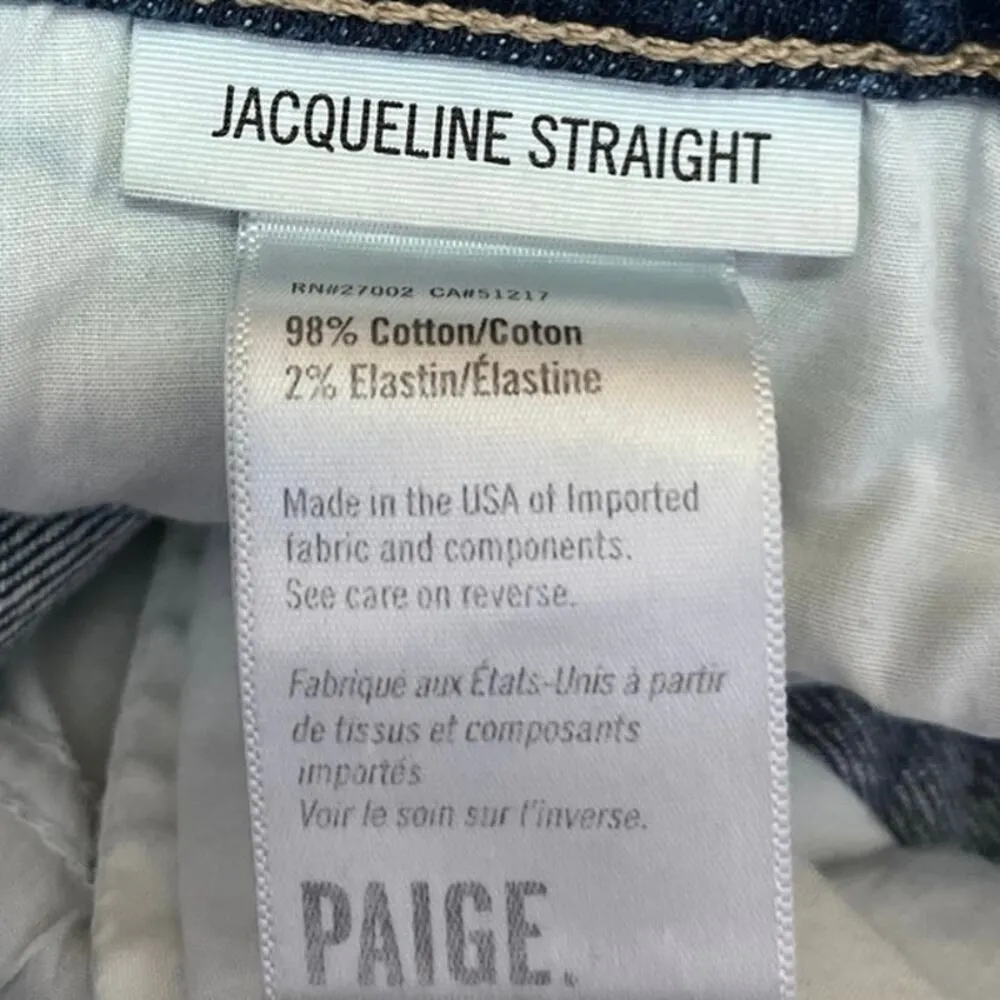 Paige Jacqueline Straight Women's Blue Lace Up Cropped Denim Jeans Size 26 - Image 7