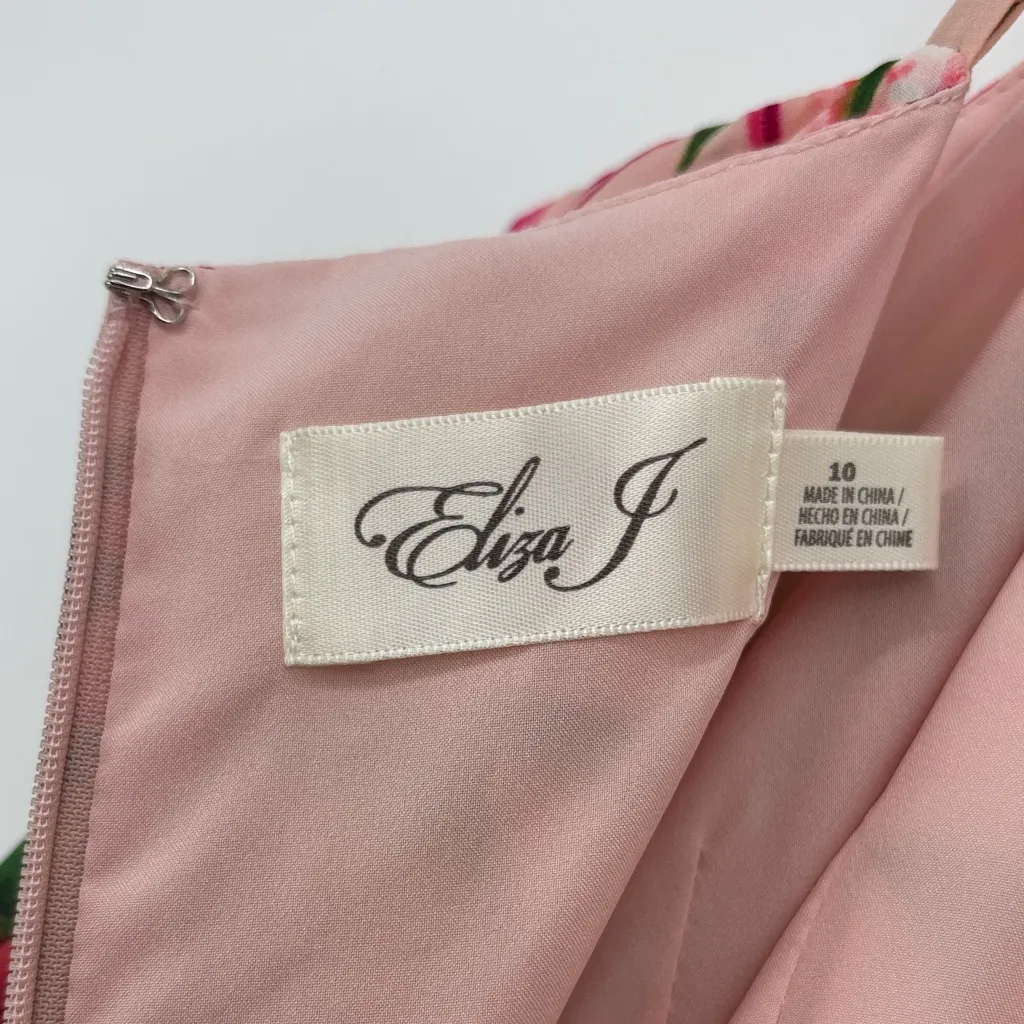 Eliza J Floral Sleeveless Pleated Ruffled Chiffon Maxi Dress Womens Size 10 Pink - Image 6