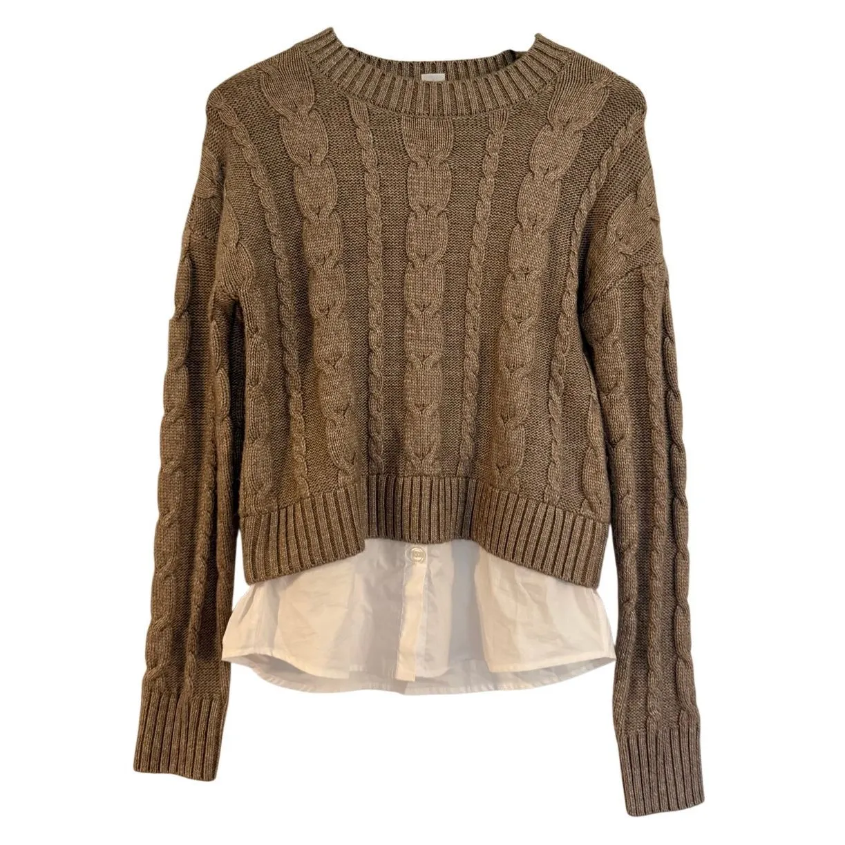 Design History tan cableknit two-for sweater size xs - Image 9