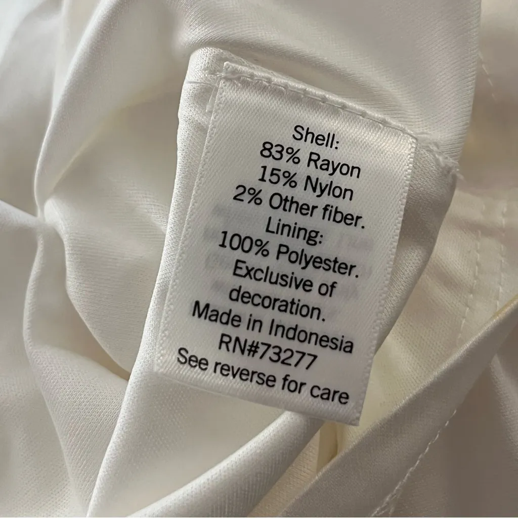 Nine West One Shoulder Belted Fit & Flare Dress Textured White M - Image 6