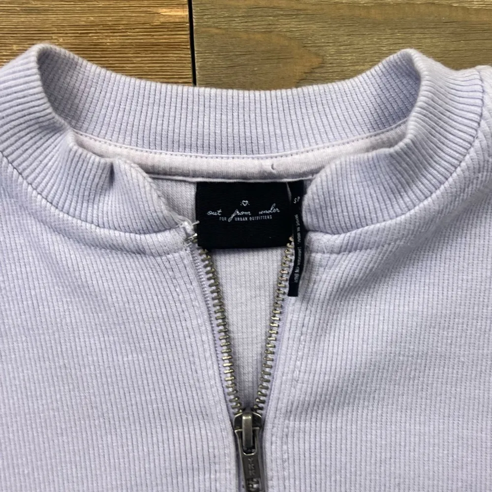 UO Out From Under Ryan Ribbed Half-Zip Cropped Tee in Lavender - Image 8