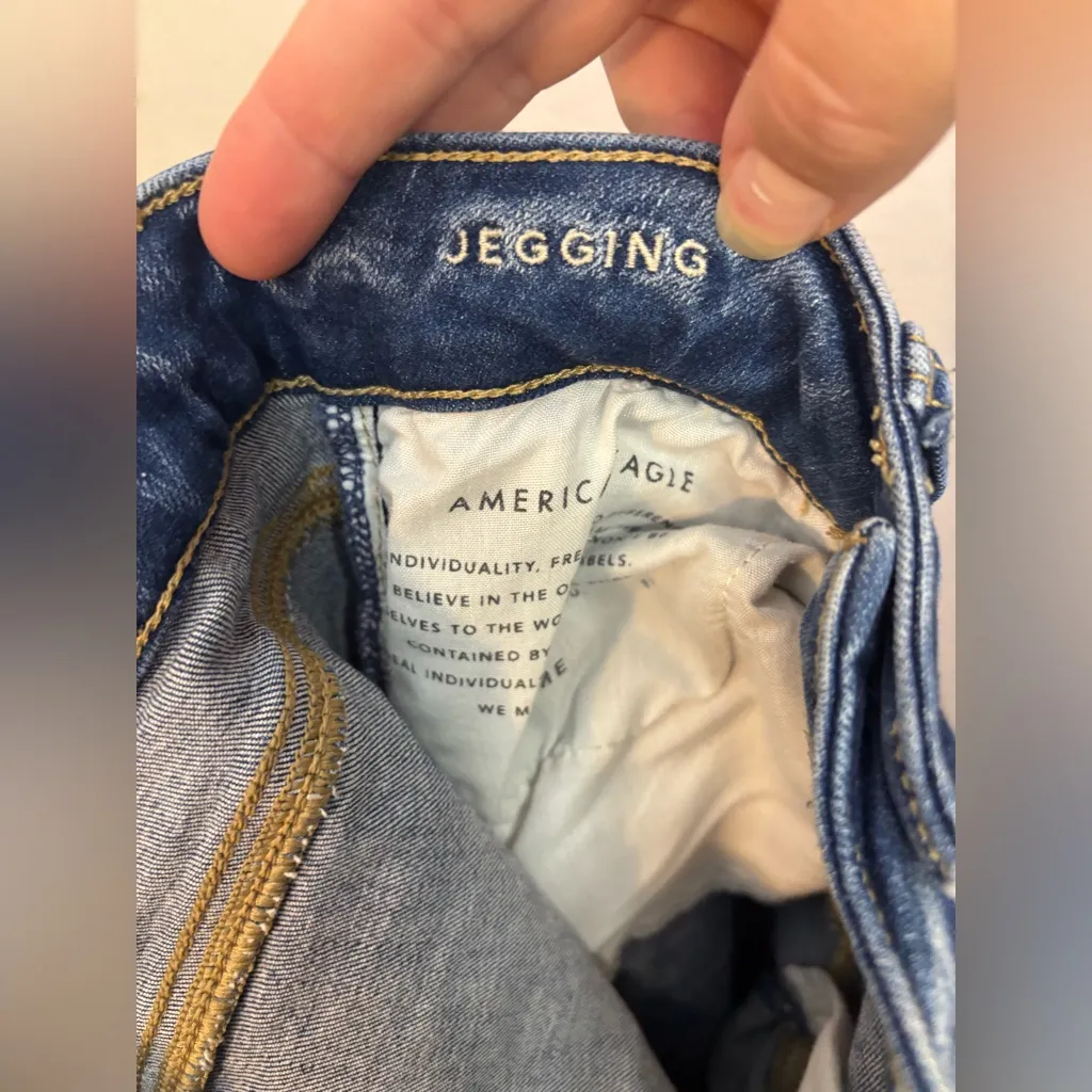 American Eagle Outfitters Distressed Ripped Blue Skinny Jeans Size 0 - Image 8