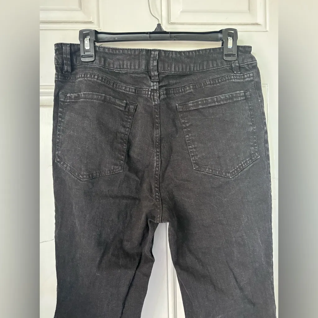 Rachel Roy Black Stretch Denim Studded High Waist Crop Flare Jeans Women's Sz 32 - Image 7