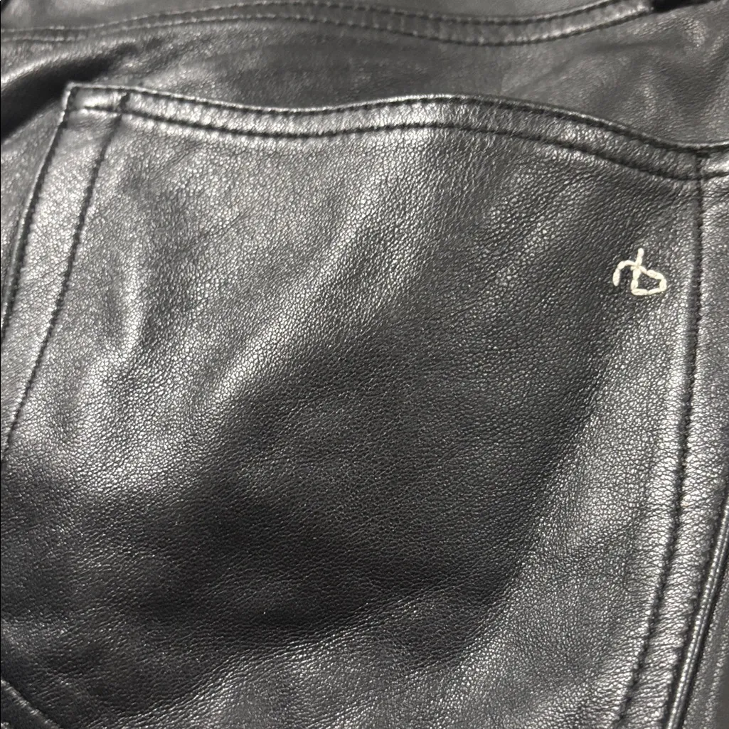 Rag & Bone Black Leather cuffed slim pants size 25 - Image 5
