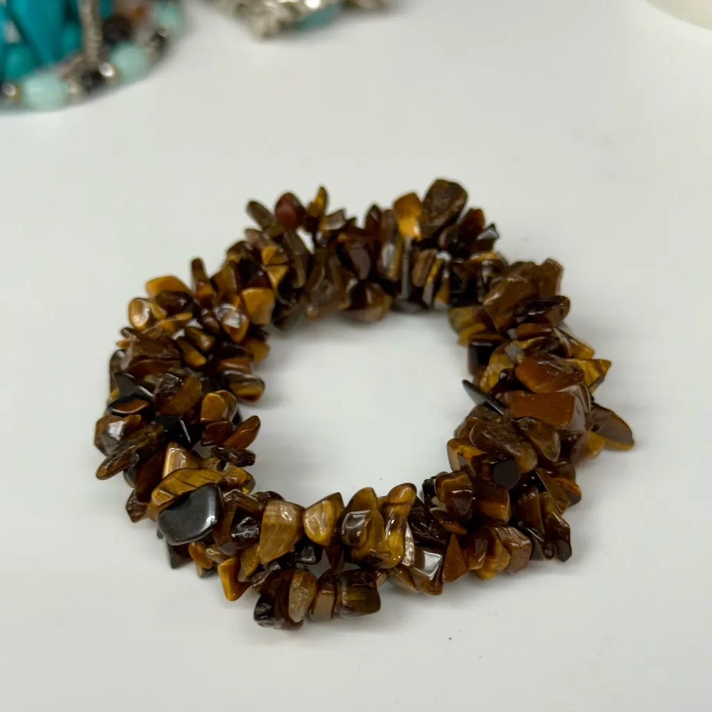 Bracelet Lot Turquoise Style, Beaded, Silver Tone, Tiger’s Eye Set of 6 Boho - Image 13