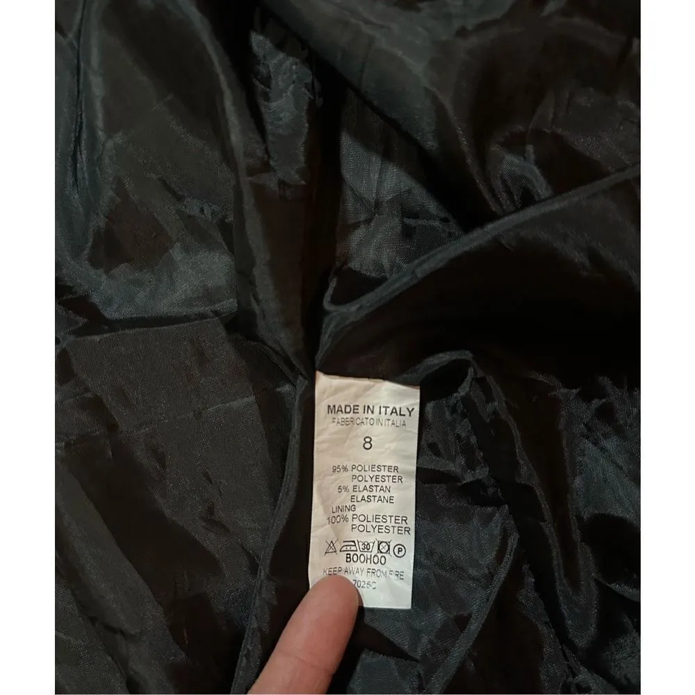 Boohoo black long line open front blazer sz 4 - Image 7