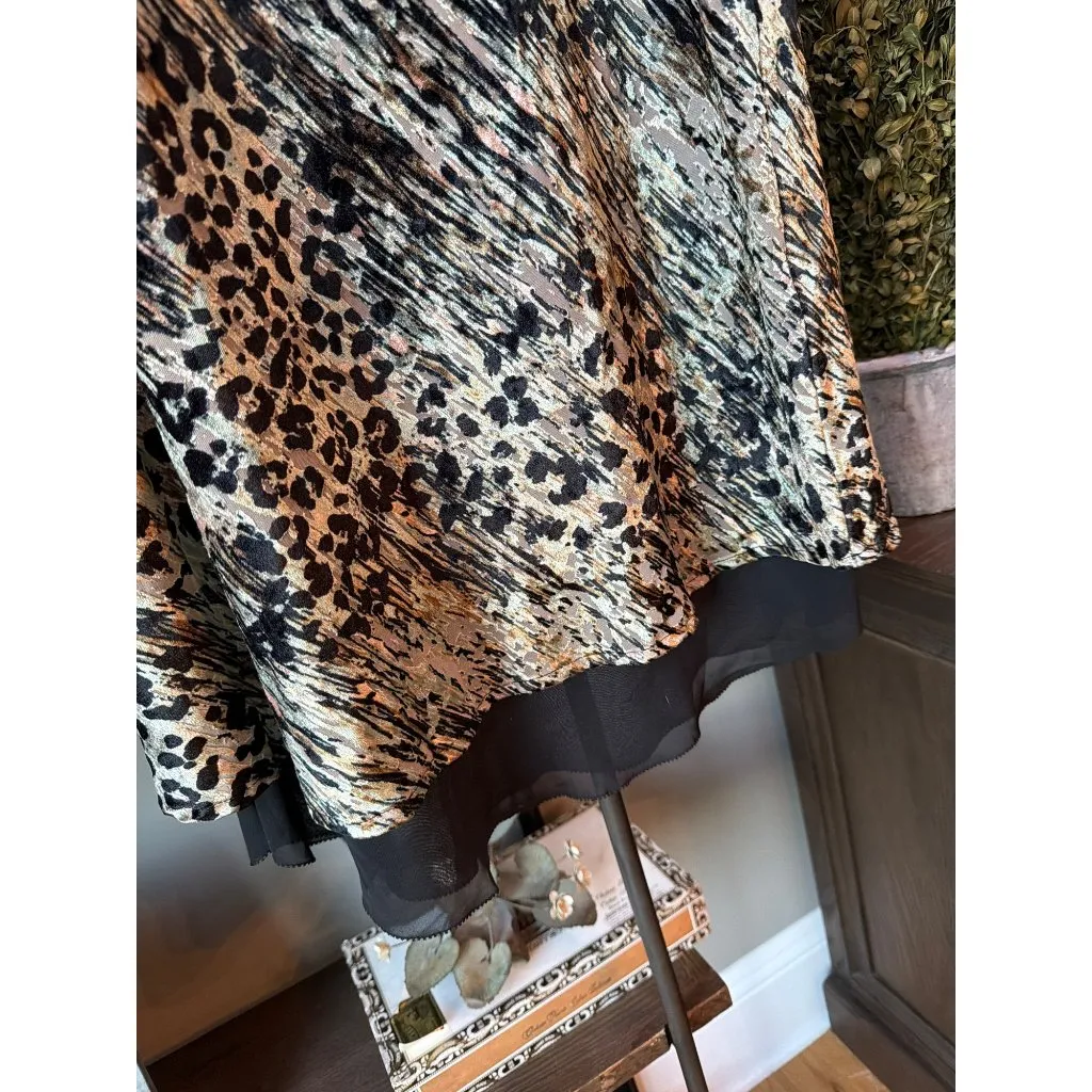 Le Superbe Velvet Underground Skirt Velvet Leopard Womens Size Large Brown - Image 8