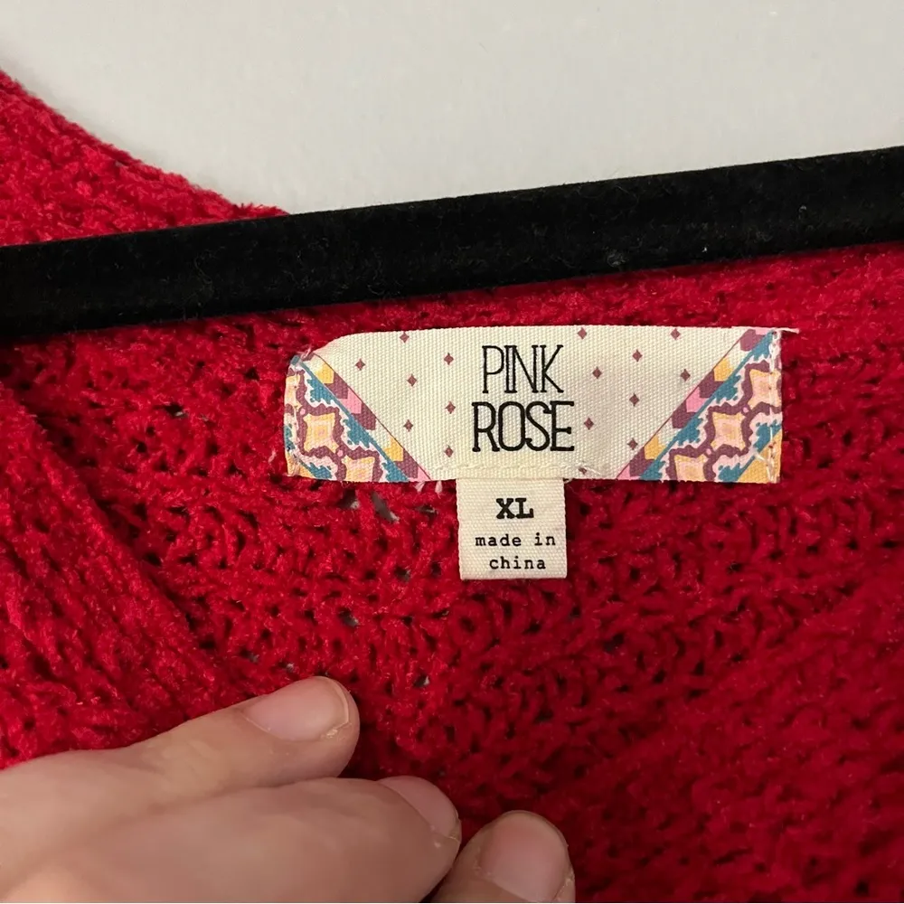 Pink Rose red knit sweater size xl - Image 2