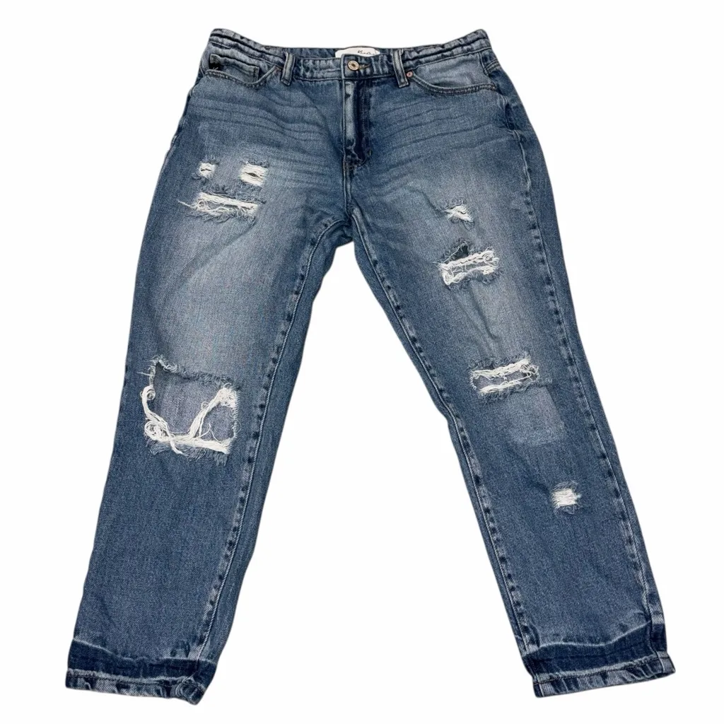KanCan Distressed Cropped Boyfriend Denim Blue Jeans size 9 28 - Image 2