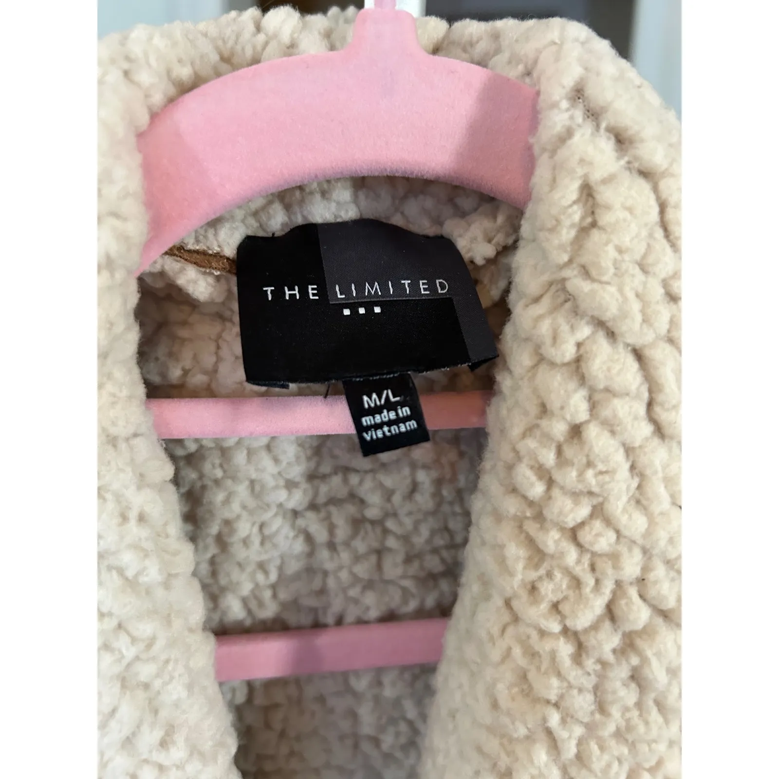 The Limited‎ Faux Suede Sherpa Vest Open Front Sleeveless Tan M/L - Image 2