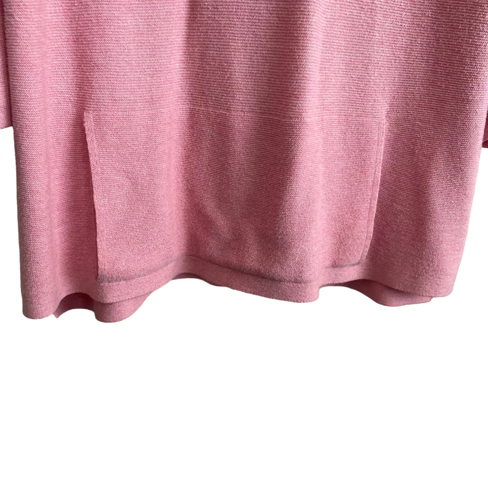 J Jill Women Top M Pink‎ Knit 3/4 Sleeve Kangaroo Pocket Lounge Coastal Beachy Pink Size M - Image 8