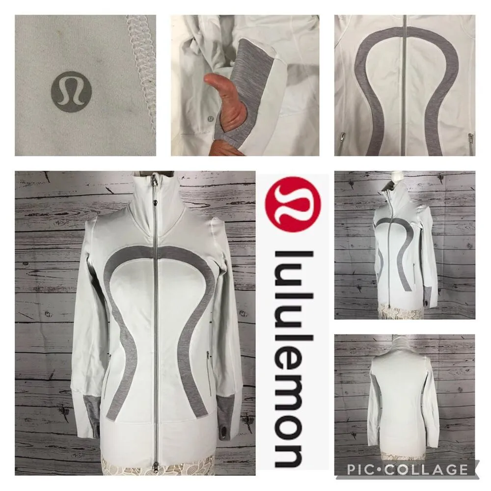 Lululemon Women in Stride jacket white & Metallic silver full zip high neck 4 - Image 7
