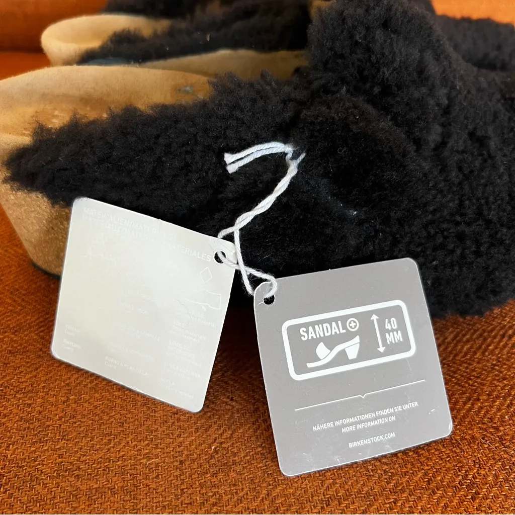 Papillio NEW Women’s Fanny Teddy Shearling Wedge Mule Size 40 aka 9 #562A Black - Image 3