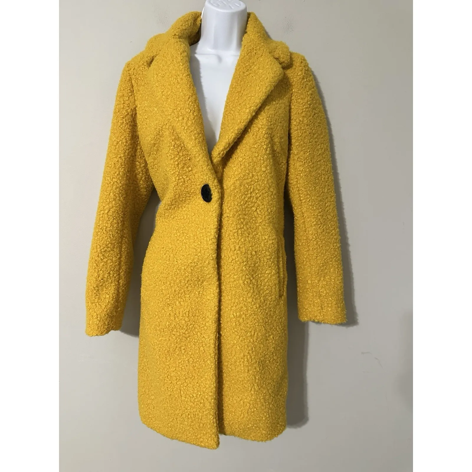 SAM EDELMAN Gold Boucle Blazer Coat Longline Teddy Notch Lapel Jacket EUC Size 2 - Image 2