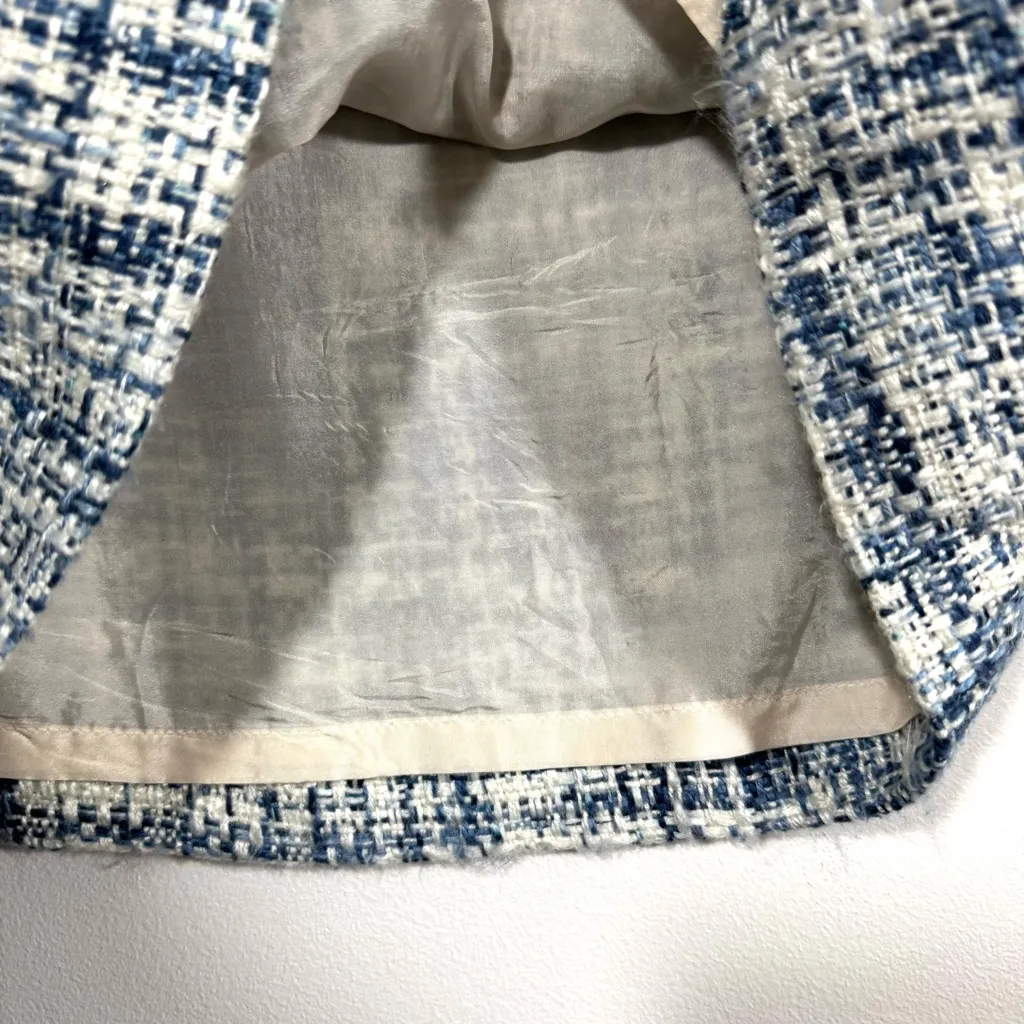 Walter Blue White Tweed Silk Lining Skirt - Image 10