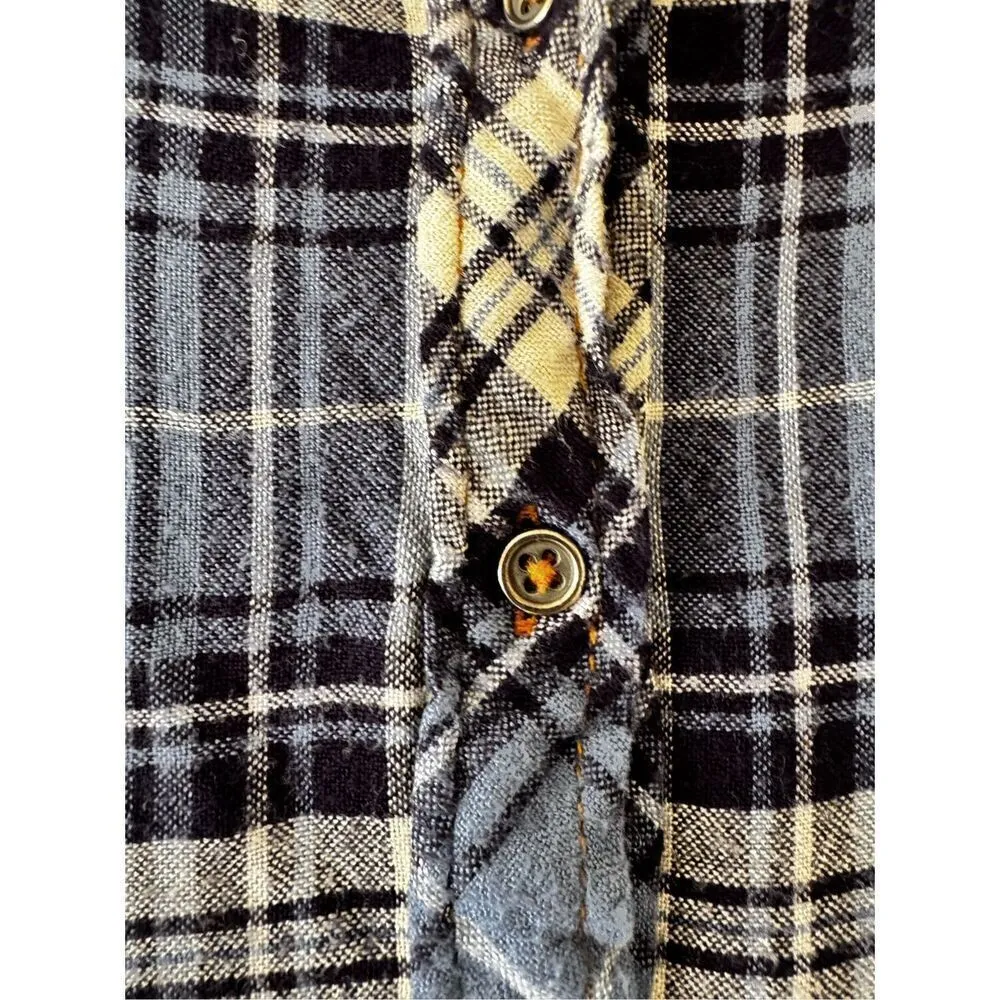 Sundance Flannel Button Up Shirt Long Sleeve Blue Plaid Flap Pockets  Sz S #2375 - Image 7