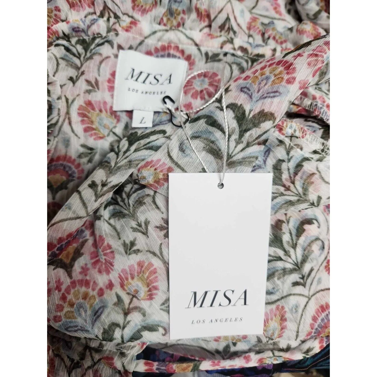 BNWT MISA Los Angeles Amata Dress In SOMERSET STENCIL - Size L - Image 10