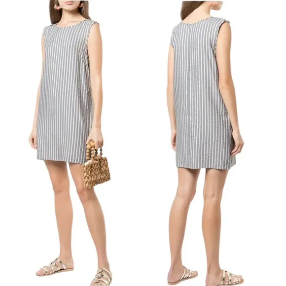 ONIA Marina Swim Cover Up Mini Dress Sleeveless Denim Stripe Size S - Image 2