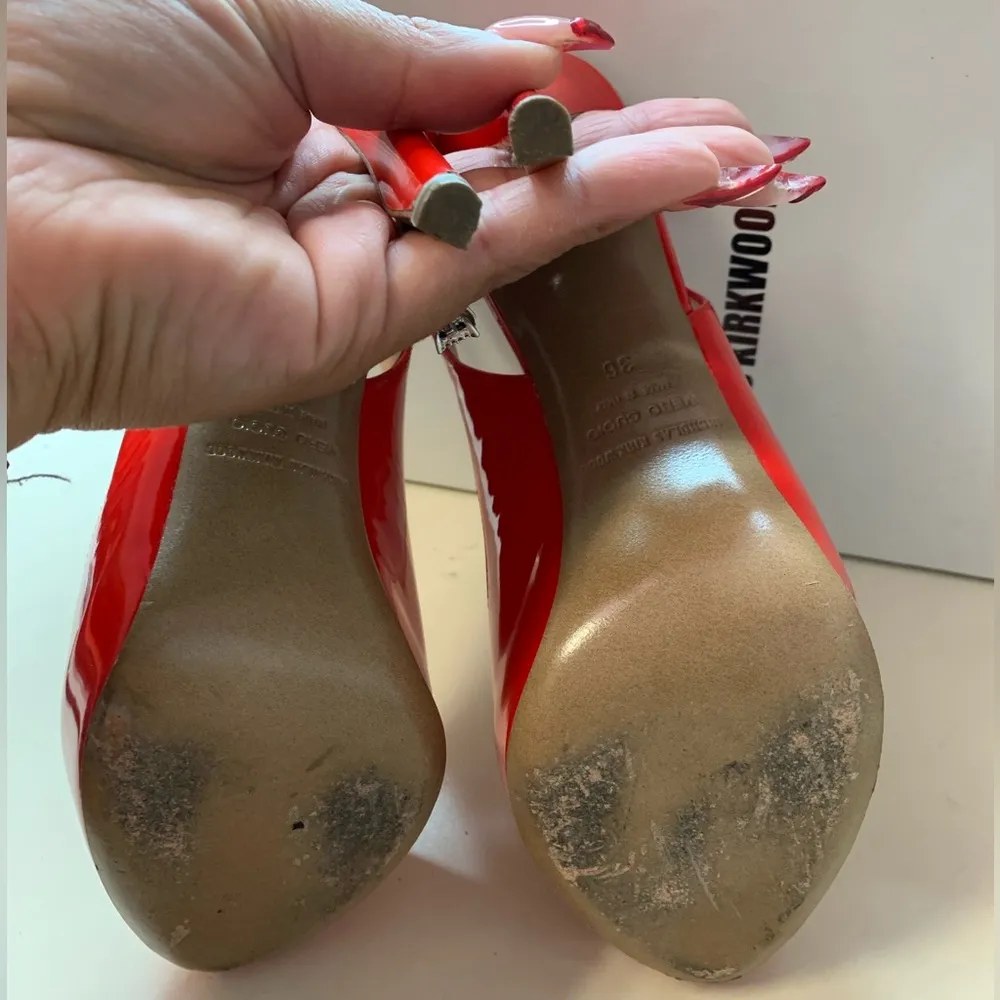 Nicholas Kirkwood Peeptoe Platform Sling China Red 4.5Inch Heels - Image 5