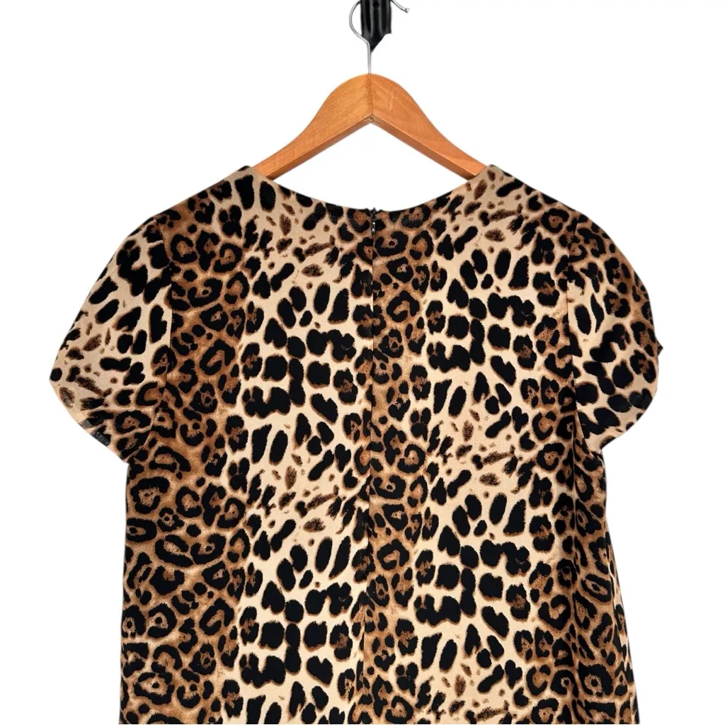 Line + Dot Leopard Print Shift Dress size Small Short Sleeves Crew Neck Animal - Image 7