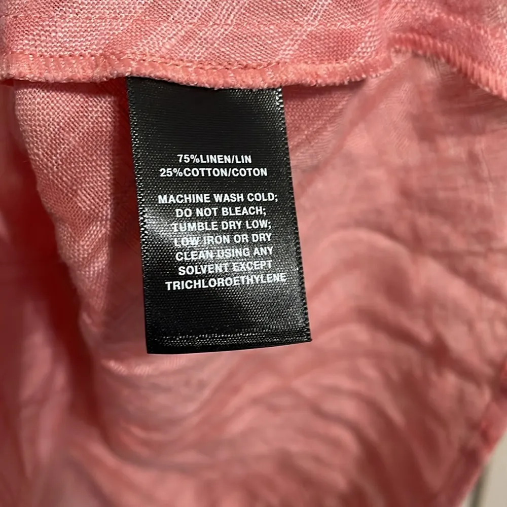 💖 Lafayette 148 Pink Short Sleeve Linen Blend Blouse Size M - Image 5